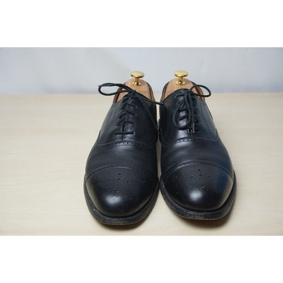 Cheaney Brogue Cap Toe Black Leather Mens Dress Shoes Sz 10.5 175D England main image 7